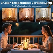 abordables Lampes de table-Lampe de table portable en métal pour extérieur et intérieur, 3 couleurs, sans fil, rechargeable, à intensité variable, alimentée par batterie, petite lampe de bureau, lanterne pour patio, chambre,