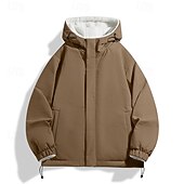 baratos Jaquetas Casuais-Homens Casaco de lã Jaqueta casual Ao ar livre Férias Quente Zíper Bolsos Outono Inverno Tecido Moda Roupa de rua Colarinho Clerical Padrão Cinzento Verde Preto Tinta Azul Roxo Café Casaco