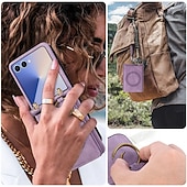 cheap Samsung Cases-Phone Case For Samsung Galaxy Z Flip 7 Z Flip 6 Z Flip 5 Z Flip 4 Back Cover with Lanyard Support Wireless Charging Kickstand Retro TPU PU Leather