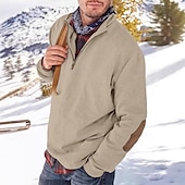 abordables Sudaderas Básicas_-Hombre Sudadera Sudadera Con Capucha Pull-over Sudadera con un cuarto de cremallera Albaricoque Negro Blanco Amarillo Verde Ejército Cuello Mao Plano Retazos Deporte Casual Diario Ropa de calle