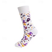 abordables calcetines caseros-Calcetines largos de algodón de Halloween, calcetines con estampado de dibujos animados por encima de la pantorrilla para hombres y mujeres, medias deportivas hasta la rodilla resistentes a los olores
