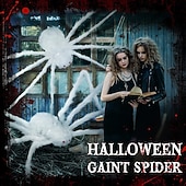 billige Halloween-gigantisk halloween hårete edderkopp realistisk skummel hvit edderkopp rekvisitter dekorasjon for innendørs og utendørs dekorasjon