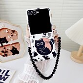 Недорогие Чехлы для Samsung-телефон Кейс для Назначение SSamsung Galaxy Z-флип 7 Z-флип 6 Z Flip 5 Z Flip 4 Кейс на заднюю панель с ремешком Защита от удара Кот ТПУ ПК