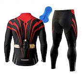 Недорогие Комплекты мужской одежды-Муж. Велокофты и лосины Велокофты Длинный рукав Красный Велоспорт Сохраняет тепло 3D-панель Быстровысыхающий Анатомический дизайн Ультрафиолетовая устойчивость Виды спорта Графика Геометрический принт