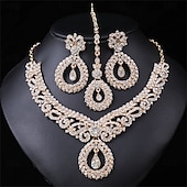 abordables Parures de Bijoux-Parure de bijoux 3 Or Strass Chrome Boucles d&#039;oreilles Collier Femmes Élégant ancien Mode Le style rétro Classique Parure de Bijoux Pour Mariage Soirée robe demoiselle d honneur