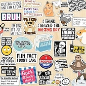 cheap Wall Stickers-Set Of 130 Pcs Funny Saying Stickers Waterproof Vinyl Decals For Laptop Phone Guitar Skateboard Suitcase Scrapbook Journal Notebook Kids Toys Decoration