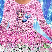 preiswerte 3D-Cartoon-Kommode-Mädchen&#039; 3D Cartoon Meerjungfrau Kleid Langarm Sommer Frühling Urlaub Täglich Ferien Prinzessin Schön Süß Kinder 4-12 Jahre Freizeitkleid A Linie Kleid Knielang Normale Passform