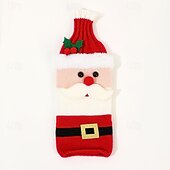 baratos Cozinha-Capa para garrafa de vinho de Natal com champanhe e vinho natalinos com design de Papai Noel, rena e boneco de neve, decoração de mesa festiva para restaurantes, hotéis, jantares, festas e decoração