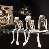 levne Halloweenové závěsné a stolní dekorace-3 ks halloweenská simulace krbu, kombinace lebek, halloweenské sochy, vidět, mluvit, slyšet, žádné zlo, kostlivé figurky, realistické dekorace lebek pro domov, strašidelný dům, halloweenská párty