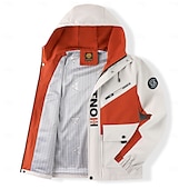 baratos jaqueta esportiva-Homens Jaqueta de Inverno Casaco esportivo Jaqueta de Trilha Jaqueta corta-vento Esportes Casual Prova-de-Água Jaqueta Corta-Vento Zíper Bolsos Outono Inverno Côr Sólida Bloco de cor Ativo Com Capuz