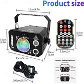 tanie Lampy projekcyjne-Oświetlenie imprezowe 3 w 1 USB z dźwiękiem, kula dyskotekowa, RGBW, 4 soczewki, stroboskop DJ, oświetlenie sceniczne z pilotem, na imprezy, taniec w pomieszczeniach, karaoke, pokazy KTV, klub