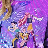 levne 3D kreslený film dívky-K-pop Demon Hunter trendy anime styl roztomilá dívčí mikina s kapucí, prodyšná a pohodlná, tištěná dětská módní mikina s kapucí pro volný čas, hravý styl, roztomilý design, zábavná grafika, malé děti,