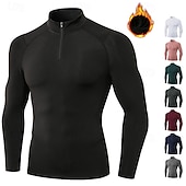 billiga Löpar-T-shirts och linnen-Herr Kompressionströja Fleece-underställ Träningstoppar Kvarts dragkedja Långärmad Överdelar Fritids- Solid färg Snabb tork Varm Gym Basket Träning Sportkläder Sportkläder Vinrött Svart Vit