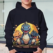 billiga Pojkens 3D-djur-Pojkar 3D Dinosaurie Huvtröja Långärmad Vår Höst Mode Streetwear Barn 4-12 år Huva Utomhus Ledigt Dagligen Normal