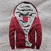 abordables Sweat à capuche en polaire-Homme Sweat à capuche Sweat à capuche zippé intégral Sweat à capuche en polaire Sweat à capuche doublé en polaire Noir Rouge Bleu Gris À capuche Uni Fermeture éclair Sport &amp; Loisir Occasionnel