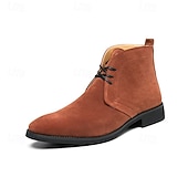 abordables Bottines-Bottines chukka en similicuir marron pour homme avec fermeture à lacets, bottines décontractées pour un usage quotidien, professionnel et semi-formel