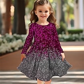 levne Šaty 3D Shining Vision-Girls &#039; 3D Grafika Šaty Dlouhý rukáv Léto Jaro Dovolená Denní Princeznovské Krásná Sladký Děti 4-12 let Volnočasové šaty Áčkové šaty Délka ke kolenům Běžný