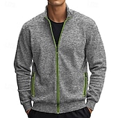 abordables Sudadera con capucha de vellón-Hombre Sudadera Sudadera de polar Sudadera con cremallera completa Verde Ejército Burdeos Gris Claro Gris Oscuro Cuello Mao Plano Cremallera Deporte Casual Diario Ropa de calle Fresco Ropa deportiva