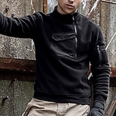 economico Felpa Tattica-Per uomo Felpa con cappuccio Felpa con cappuccio e zip corta Felpa con cappuccio in pile Felpa con cappuccio tattica Nero Verde militare Grigio Collo Alto Semplice Cerniera Sport &amp; Outdoor Casuale