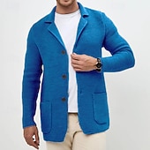 preiswerte Herren Strickjacke-Herren Strickjacke Kurzer Pullover Strickpullover Gerippt Kurz gestrickt Stricken Normale Oberteile Tasche Einfarbig Hemdkragen Mode Klassisch Urlaub Alltagskleidung Bekleidung Herbst Winter Schwarz