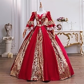 halpa Mekot-Vintage Rokokoo Renessanssi Maxi Mekot Normaali Juliet hiha Prinsessa Morsian Laskostettu Rimpsu Prinsessa Pyöreä kaula-aukko Naamiaispuku Naisten Halloween Karnevaali Naamiaiset Suoritus Juhla