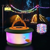 お買い得  キャンプ用ライトとランタン-キャンプ用ストリングライト、2 in 1充電式テントライトストリング、19種類の照明モード、クイックストレージ、寝室や庭の装飾に最適なポータブルLEDランプ、クリスマスキャンプの必需品