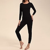 economico Set e Tutine-Per donna Tempo freddo in alto e in basso Strato di base superiore e inferiore Underwear Set termica Inverno Molto spesso Tinta unica Completo Abbigliamento Bianco latte Rosa scuro Palestra Pilates