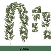 baratos Coroas, Grinaldas &amp; Guirlandas-guirlanda de natal com agulhas de pinheiro cedro de 2 metros – escada festiva para casa e decoração de parede