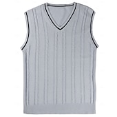 preiswerte Herren Pullover Weste-Herren Pullunder Kleid Pullover Pullover Weste Strickpullover Gerippt Zopfmuster Stricken Normale Oberteile Gestrickt Einfach V Ausschnitt Mode Lässig Urlaub Alltagskleidung Bekleidung Herbst Winter