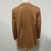 preiswerte Faux-Suede-Jacken-Herren Imitat-Lederjacke Winterjacke Sherpa-Jacke Urlaub Täglich Thermowarm Tasche Fleece Herbst Winter Farbblock Mode Streetwear Revers Lang Kamel Armeegrün Dunkelblau Grau Jacken