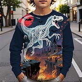 billiga Pojkes Halloween kostymer-Halloween Pojkar 3D Pumpa Dinosaurie T-shirt Långärmad Vår Höst Mode Grundläggande Barn 4-12 år Rund hals Utomhus Ledigt Dagligen Normal