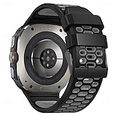 halpa Samsungin kellon rannekkeet-Kellon ranneke varten Samsung Galaxy Katso Ultra Ruostumaton teräs Silikoni Korvaus Hihna Kaksisävyinen Säädettävä Ruostumattomasta teräksestä valmistettu solki Urheiluhihna Ranneke