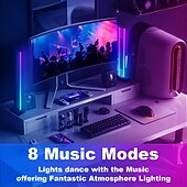 abordables Lumières intelligentes-Bande lumineuse LED RVB, barres lumineuses LED RVB IC synchronisées avec la musique, éclairage d&#039;ambiance alimenté par USB, rétroéclairage de télévision de jeu à changement de couleur avec