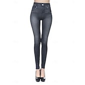 abordables -Mujer Polainas Activo Vacaciones Básico Longitud total Alta cintura Color sólido Estampado Transpirabilidad Suave Cómodo Elástico Negro Azul Gris Primavera Otoño Pitillo