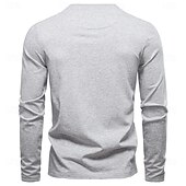 abordables T-shirts et débardeurs élites pour hommes-Homme Chemise en coton manche longue Couleur Pleine Frais Quotidien Occasionnel Boutons Henley École Entraînement Extérieur Toutes saisons Gris foncé Blanche Bleu T-shirt Henley