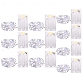 economico Striscie luci a batteria-10 pezzi 5m/16,4ft 50 perline a led luci a stringa per Halloween Natale matrimonio San Valentino festa atmosfera interna ed esterna decorazione stringa di luci scatola batteria AAA funzione timer