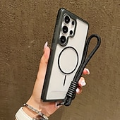 お買い得  サムスン用ケース-電話 ケース 用途 サムスンのギャラクシー S25 Ultra Plus S25エッジ S24 Plus バックカバー ストラップ付き ワイヤレス充電をサポート 耐衝撃 レトロ風 TPU アクリル