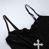 abordables Vestidos-Gótico Maxi Vestidos Sin Mangas Bruja Vampiros Acordonado Terciopelo correa de espagueti Cruz Disfraz Mujer Fantasía Víspera de Todos los Santos Carnaval Rendimiento Fiesta Adultos Vestido