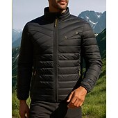 cheap Puffer Jackets-Men&#039;s Puffer Jacket Thermal Jacket Outdoor Thermal Warm Hiking Outfits Hiking Clothes Winter Autumn / Fall Top Camping / Hiking / Caving Running Solid Color Black Dark Blue Grey