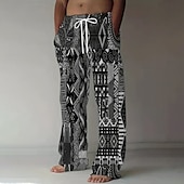 economico Pantaloni casual stampati da uomo-Per uomo Geometrico Etico / africano Pantaloni Pantaloni casual Pantaloni Larghi Misura del girovita medio Vintage Retrò All'aperto Vacanza Coulisse elastica in vita Pantaloni tipo lino con tasche