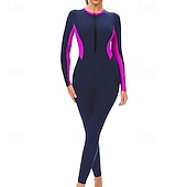 billige Utslett vakter-Dame Badedrakt Rash-guard UV Solbeskyttelse UPF50+ Langermet Badetøy Ta igjen glidelåsen Svømming Surfing Lapper Vår Høst