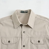 preiswerte Westernhemden für Herren-Herren Amerikanische US-Flagge Arbeitshemd Westernhemd Cargohemd Langarm Lässig Taktisch Sport im Freien Arbeitskleidung Frühling Herbst Umlegekragen Zwei Fronttaschen Hemden mit Knopfleiste Schwarz