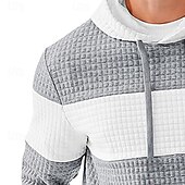 economico Felpa con cappuccio in pile-Per uomo Felpa con cappuccio Felpa con cappuccio a nido d&#039;ape Felpa con cappuccio in pile Nero Blu marino Marrone Cachi Grigio Con Cappuccio Semplice Patchwork Blocco di colore Sport &amp; Outdoor