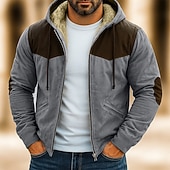 abordables Sudadera con capucha de vellón-Hombre Sudadera Sudadera con capucha y cremallera completa Sudadera con capucha de lana Sudadera con capucha forrada de polar Azul Piscina Marrón Verde Trébol Gris Con Capucha Plano Retazos Bloque de