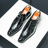 economico Formale-scarpe eleganti da uomo in pelle nera con cinturino alla caviglia – calzature formali da ufficio per matrimoni, feste e lavoro