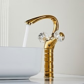 abordables Robinets de lavabo-Robinet de lavabo - Classique Électroplaqué Ensemble central Deux poignées un trouBath Taps