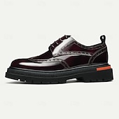 billige Klassiske Pensko-Herresko i ekte skinn med vingetupp og brogues, klassisk brunt formelt fottøy for kontor, banketter og bryllup