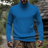 economico maglione pullover da uomo-Per uomo Maglione Maglione a maglia A Coste Maglia Top Regolari Lavorato a maglia Semplice Dolcevita Moda Essenziale Vacanza Abbigliamento quotidiano Abbigliamento Autunno Inverno Nero Bianco M L XL