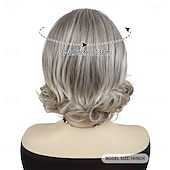 billiga peluca vieja-Women’s Silver Grey Short Layered Bob Wig Natural Looking Realistic Synthetic Hair Heat Resistant Side Part Elegant Daily Wear Fashion Style