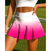baratos Saias e Skorts Femininos-Mulheres Gradiente Arte abstrata Saia de tênis Sem Manga Patchwork Bolsos 2 em 1 UPF50+ Resistente a UV Multicamada Voleibal Tênis Badminton Calção Saias Azul Azul Céu Vermelho Rosa Roupas de tênis